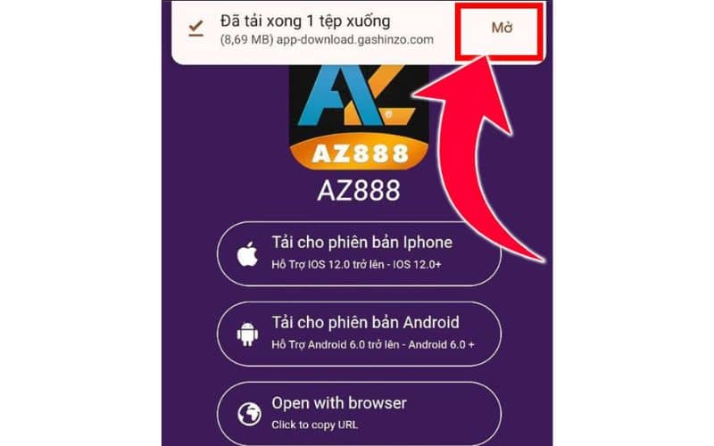 Bấm mở sau khi tệp đã tải xuống Bấm mở sau khi tệp đã tải xuống