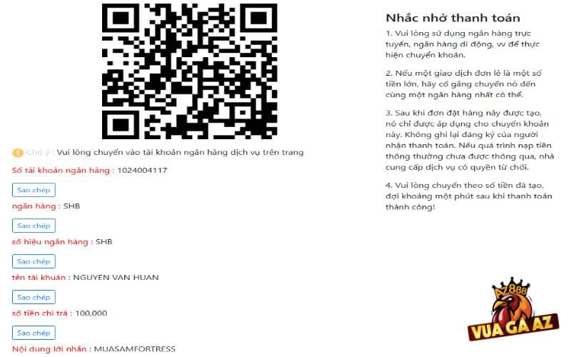 Thực hiện chuyển khoản thủ công hoặc quét mã QR Thực hiện chuyển khoản thủ công hoặc quét mã QR